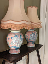 Load image into Gallery viewer, pair of pink floral ginger jar lamps