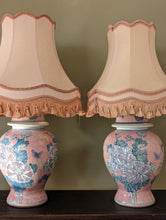 Load image into Gallery viewer, pair of pink floral ginger jar lamps