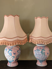 Load image into Gallery viewer, pair of pink floral ginger jar lamps