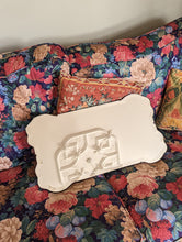 Load image into Gallery viewer, art deco mirror on floral sofa