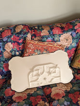 Load image into Gallery viewer, art deco mirror on floral sofa