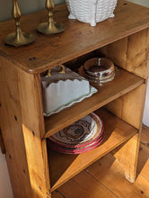 Load image into Gallery viewer, small pine shelf with crockery