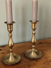 Load image into Gallery viewer, Pair of Antique Brass Candlestick Holders