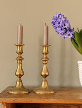 Load image into Gallery viewer, Pair of Antique Brass Candlestick Holder