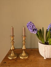 Load image into Gallery viewer, Pair of Antique Brass Candlestick Holder