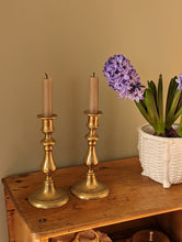 Load image into Gallery viewer, Pair of Antique Brass Candlestick Holder