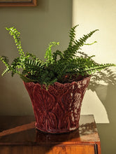 Load image into Gallery viewer, red ceramic majolica plant pot