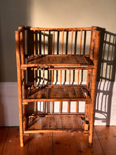 Load image into Gallery viewer, Bohemian Mid-Century Modern Handcrafted Bamboo & Cane 3-Tier Folding Shelves