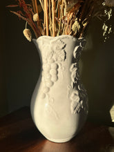 Load image into Gallery viewer, Vintage White Italian Ceramic Vase with Grape Detailing