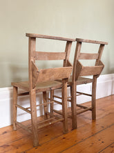 Load image into Gallery viewer, set of four antique chapel chairs