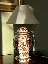 Load image into Gallery viewer, Brown and White Floral Ceramic Italian Lamp