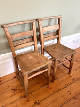 Load image into Gallery viewer, set of four antique chapel chairs