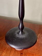 Load image into Gallery viewer, Set of Three Bobbin Black Metal Candlestick Holders