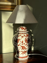 Load image into Gallery viewer, Brown and White Floral Ceramic Italian Lamp