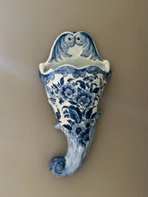 Load image into Gallery viewer, Blue and white floral ceramic wall sconce