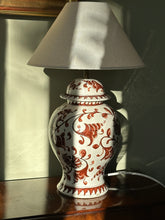 Load image into Gallery viewer, Brown and White Floral Ceramic Italian Lamp