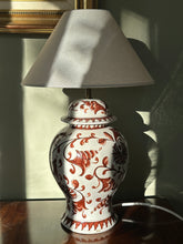Load image into Gallery viewer, Brown and White Floral Ceramic Italian Lamp
