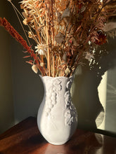 Load image into Gallery viewer, Vintage White Italian Ceramic Vase with Grape Detailing