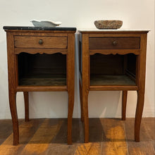 Load image into Gallery viewer, Pair of Antique French Marble Topped Bedside Tables
