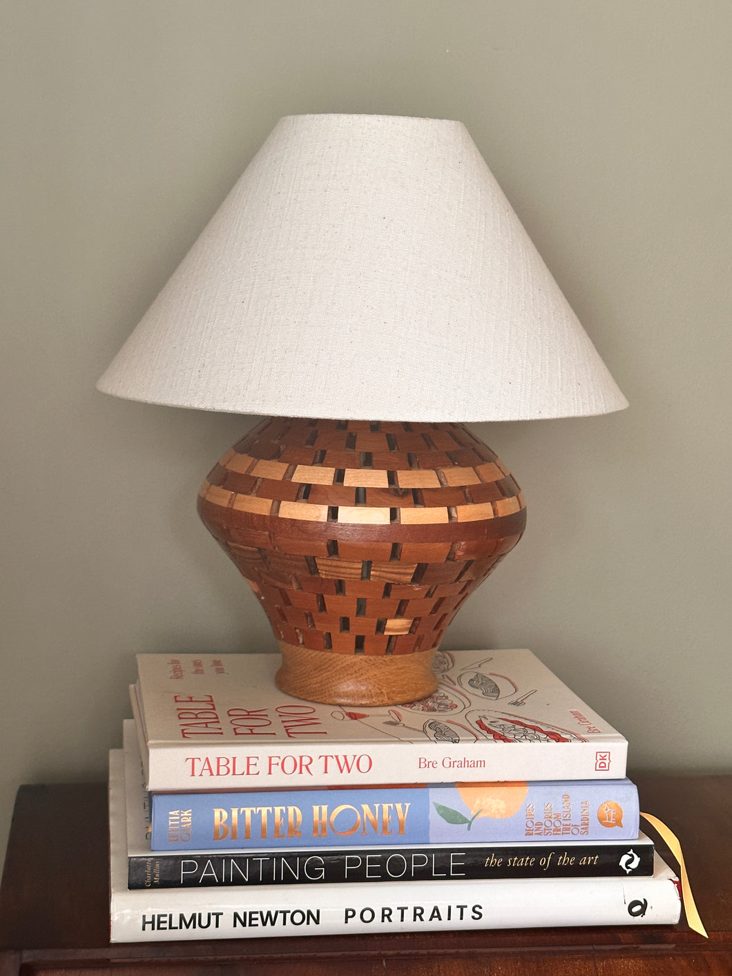 Vintage Oak Lattice Lamp