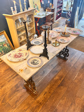 Load image into Gallery viewer, Large Antique French Marble Table with Cast Iron Legs
