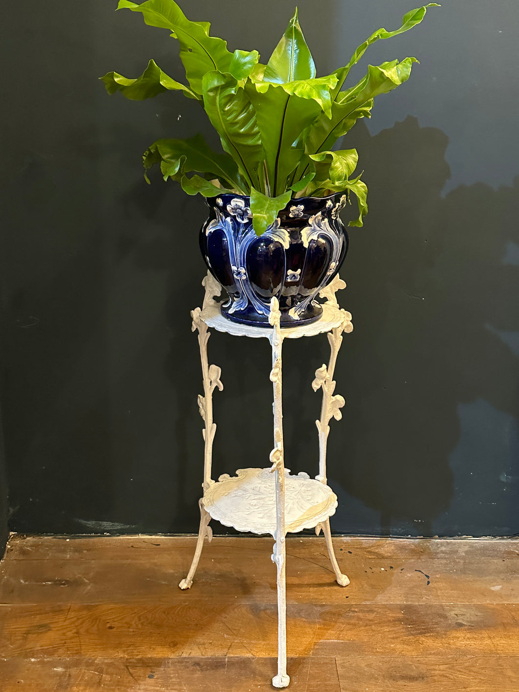 Victorian Cast Iron White Plant Stand