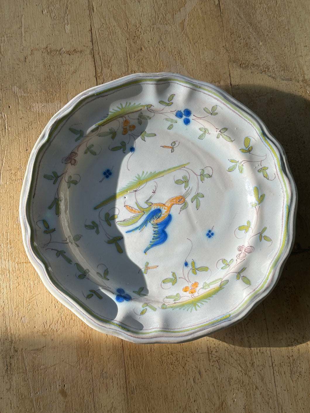 Floral French Plate With Bird