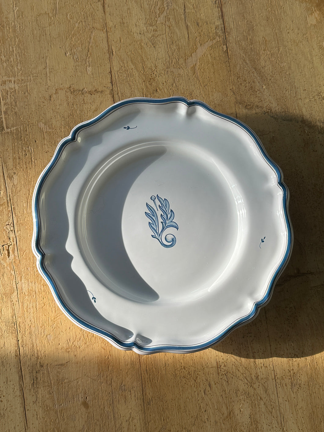 Blue and White Ceramic French Plate