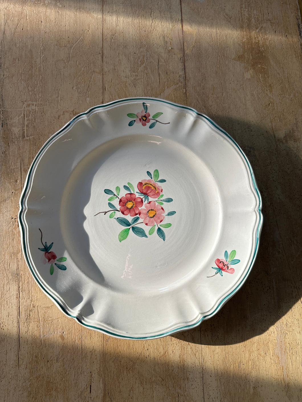 Large Cream Floral French Plate