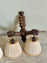 Load image into Gallery viewer, Pair of French Wooden Mid Century Wall Lights Attributed to Charles Dudouyt
