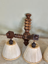 Load image into Gallery viewer, Pair of French Wooden Mid Century Wall Lights Attributed to Charles Dudouyt
