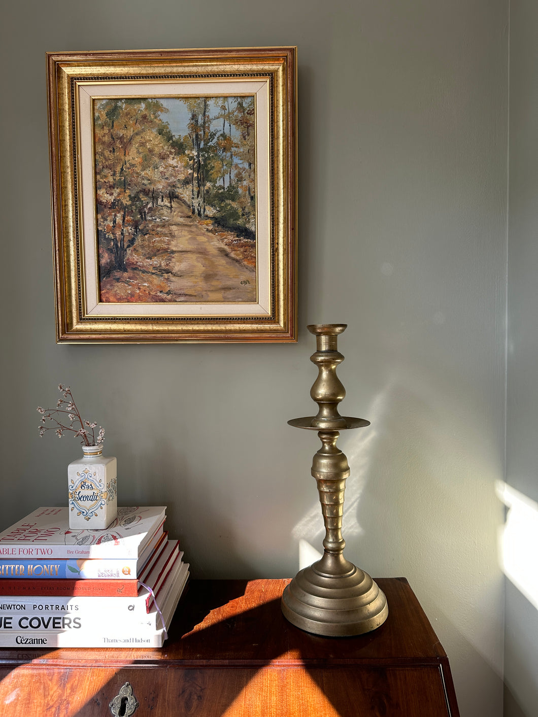 Large French Brass Candlestick Holder