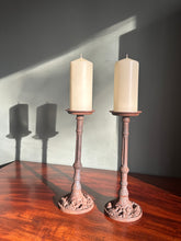 Load image into Gallery viewer, Pair of Antique French Cast Iron Candlestick Holders
