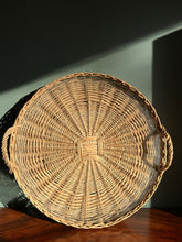 Load image into Gallery viewer, Large French Wicker Glass Serving Tray
