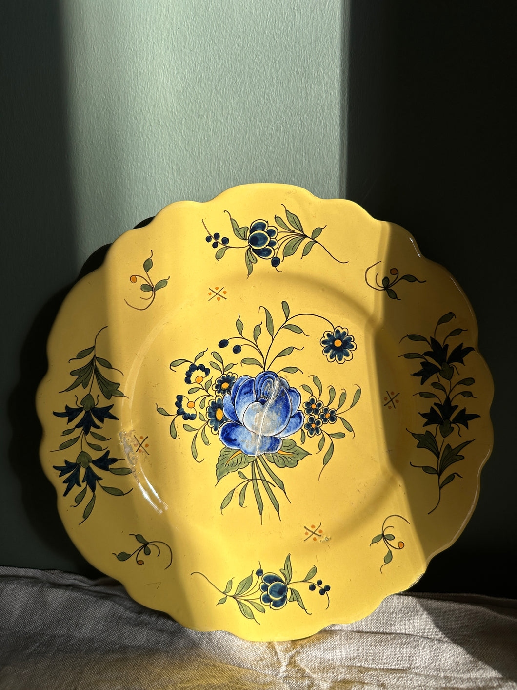 Pair of Yellow Scalloped French Plates