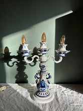 Load image into Gallery viewer, Ceramic Russian Delft Candelabra Style Table Lamp

