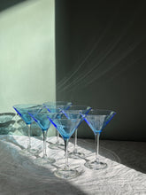 Load image into Gallery viewer, Set of Six Blue Martini Glasses
