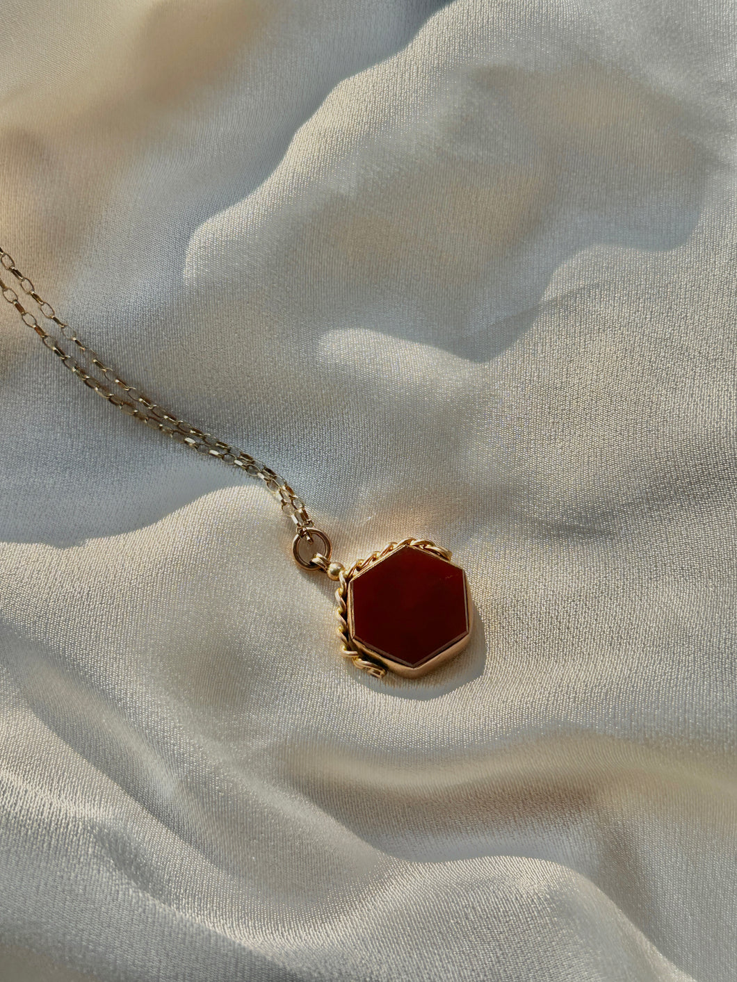 antique gold gemstone fob necklace