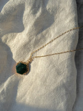 Load image into Gallery viewer, antique gold gemstone fob necklace

