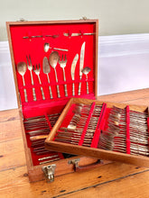 Load image into Gallery viewer, Vintage 1970s Bamboo Bronze Cutlery Set
