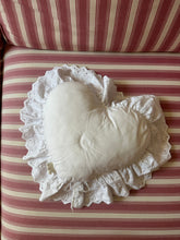 Load image into Gallery viewer, Vintage Heart Shaped Embroidery Anglaise Cushion
