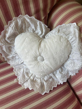 Load image into Gallery viewer, Vintage Heart Shaped Embroidery Anglaise Cushion
