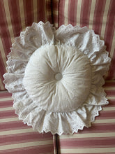 Load image into Gallery viewer, Vintage Round Shaped Embroidery Anglaise Cushion

