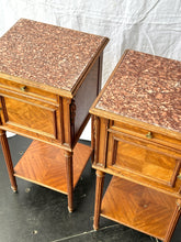 Load image into Gallery viewer, Pair of Antique French Marble Topped Bedside Tables
