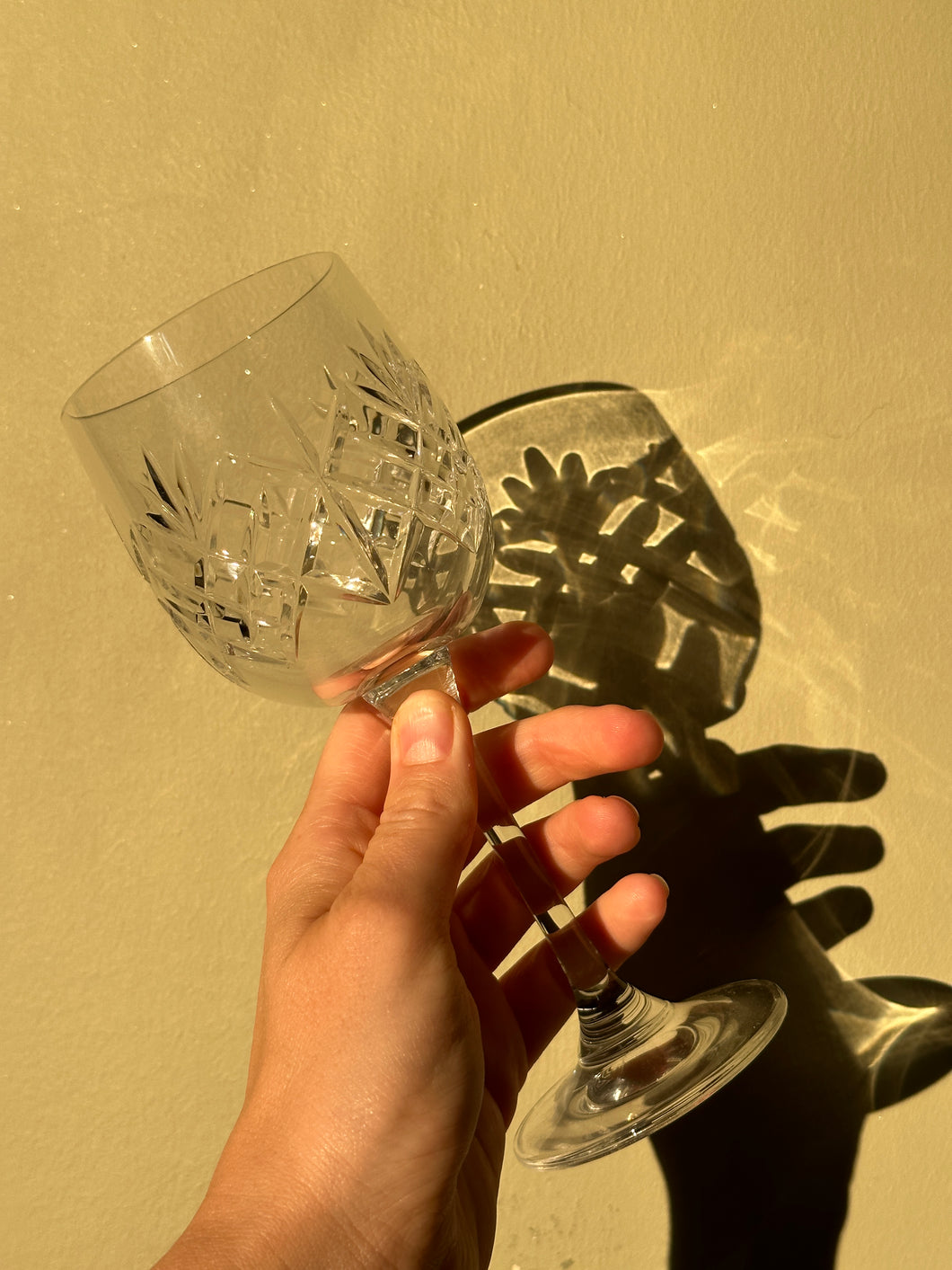 Set of Six Cut Crystal Wine Glasses