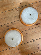 Load image into Gallery viewer, Pair of 1970s Round Ceiling or Wall Sconces in Pine Wood
