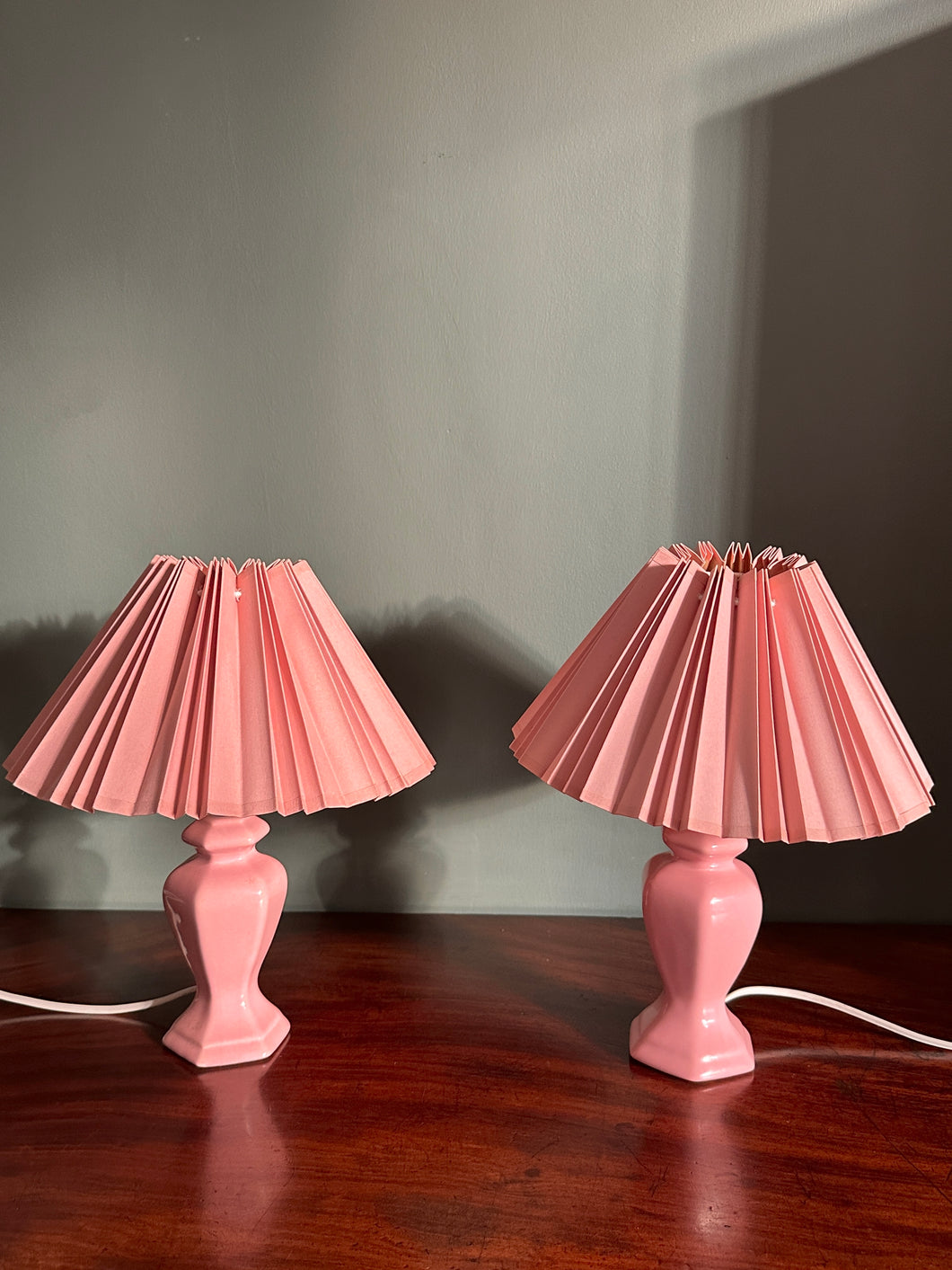 Pair of Vintage Pink Ceramic Lamps