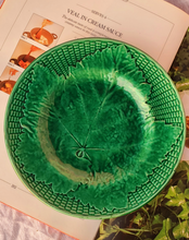 Load image into Gallery viewer, Vintage green majolica leaf plate

