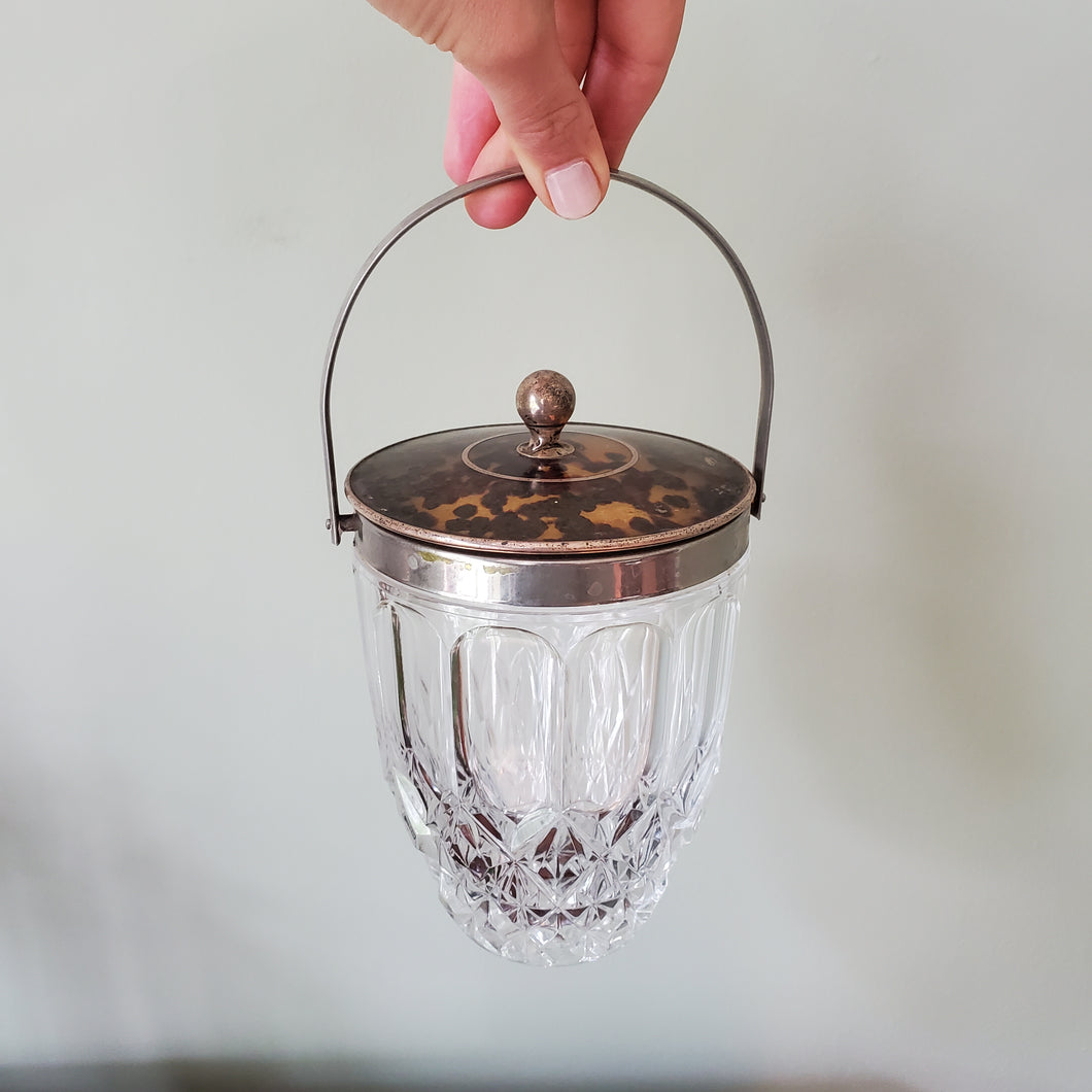 Antique Crystal Tortoiseshell Ice Bucket