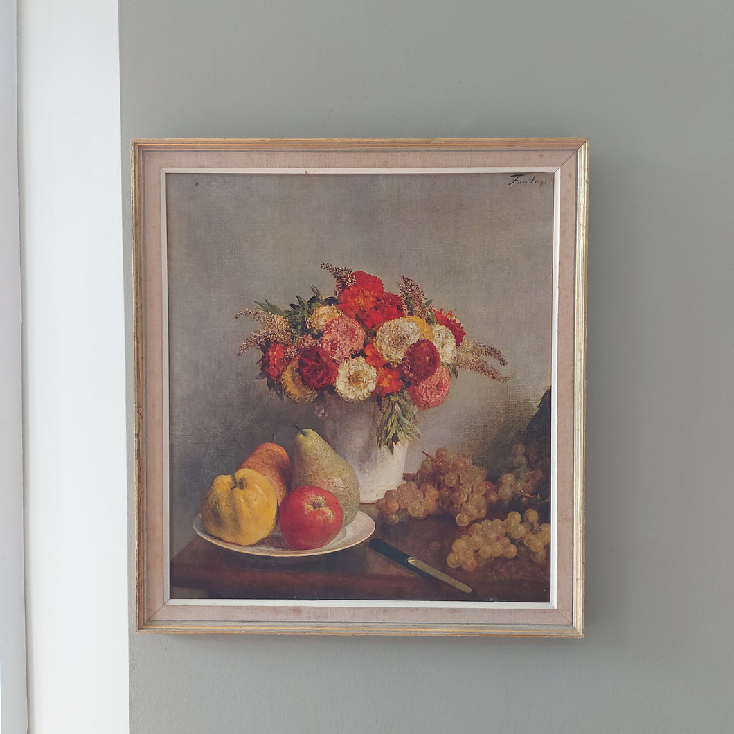 Large Print Of Flowers And Fruit Still Life